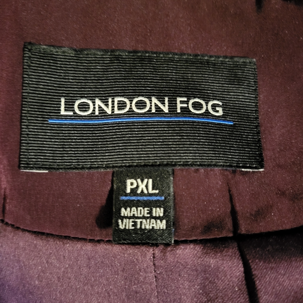 London Fog Eggplant Purple Trench Coat With Belt Tie And Removable Hood - Picture 2 of 12